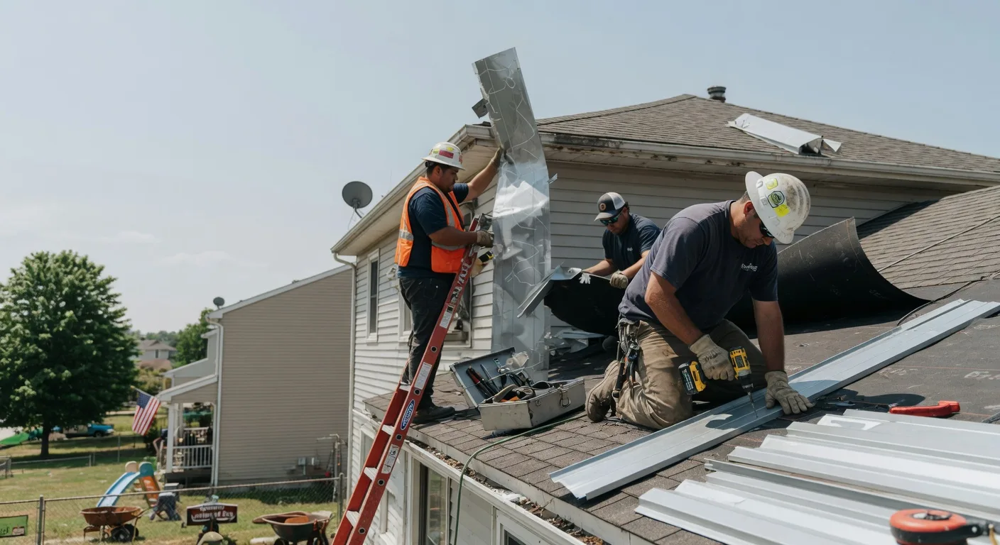 Storm Damage Metal Roof Repair in Morning Sun, IA
